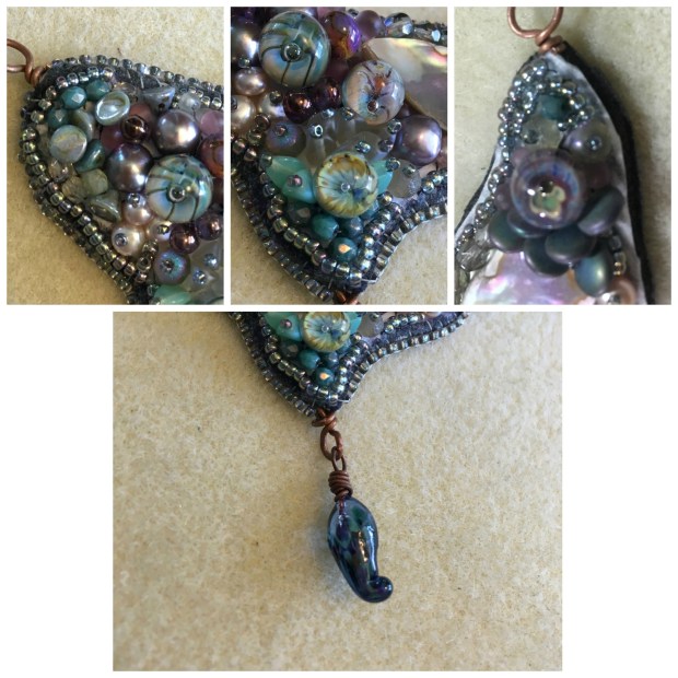 details of Jennifer's headpins in the piece, and a SueBeads dangle! 